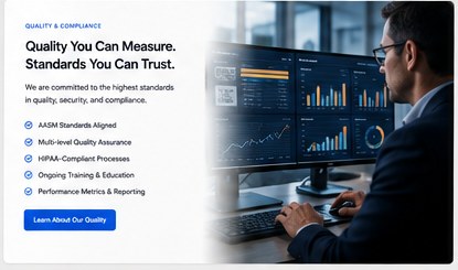 Clinical quality analytics dashboard used for sleep program performance review
